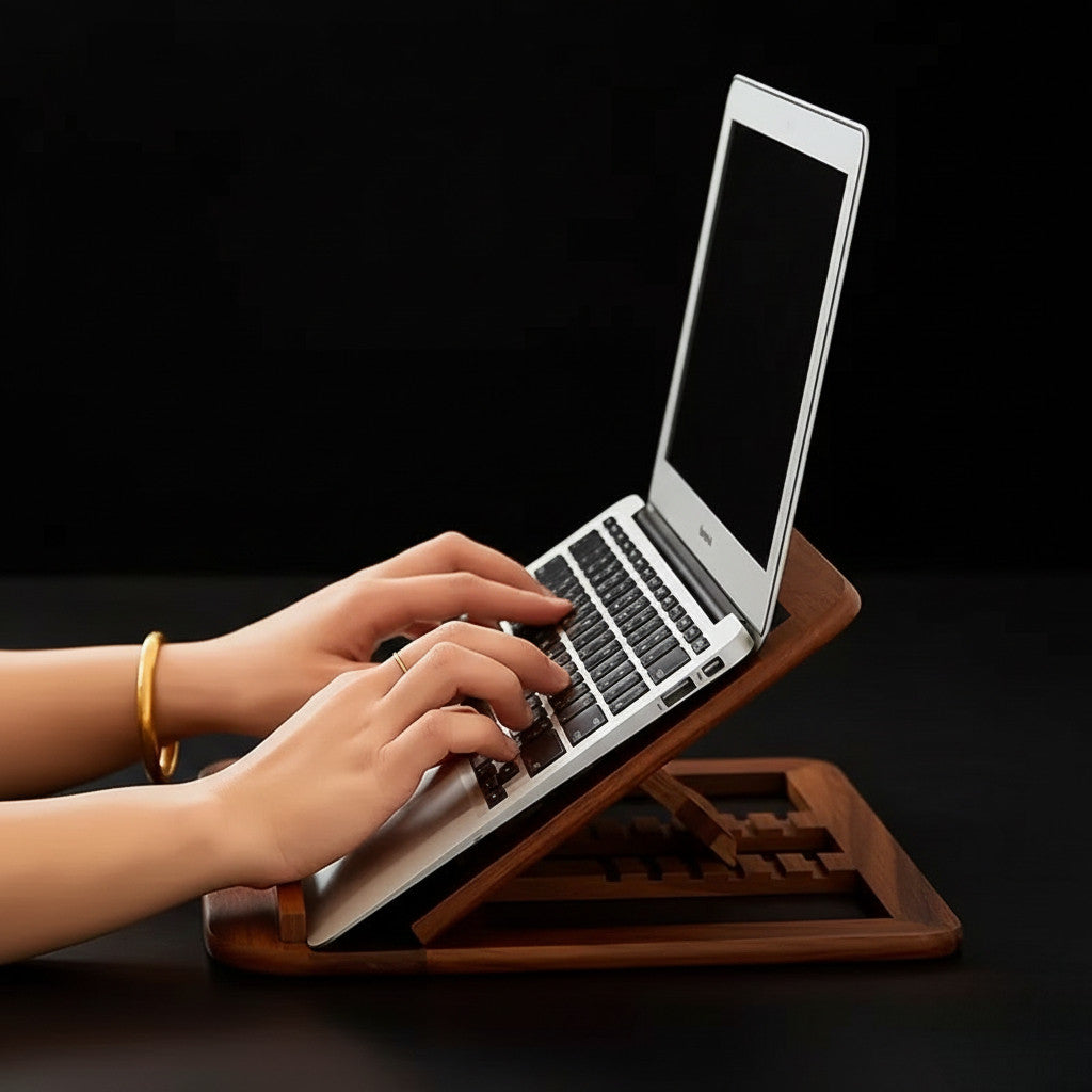 EcoPartyBox® | Eco-Friendly Wooden Adjustable Laptop Stand – Sustainable, Stylish & Ergonomic