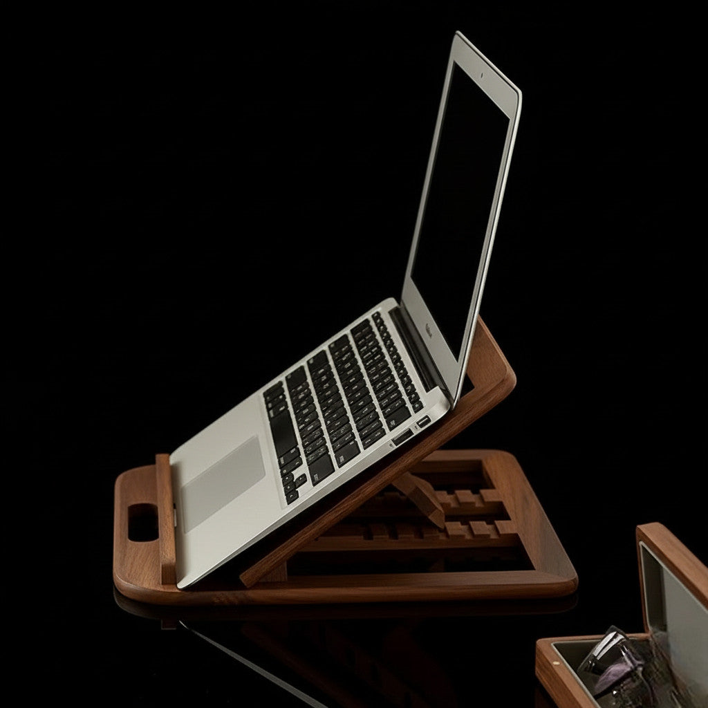 EcoPartyBox® | Eco-Friendly Wooden Adjustable Laptop Stand – Sustainable, Stylish & Ergonomic